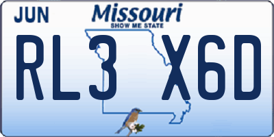 MO license plate RL3X6D