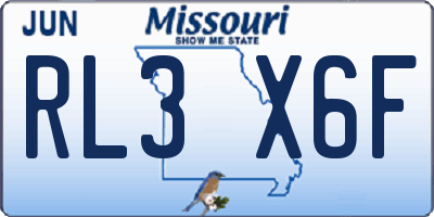MO license plate RL3X6F