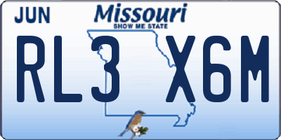 MO license plate RL3X6M