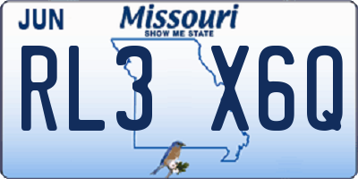 MO license plate RL3X6Q