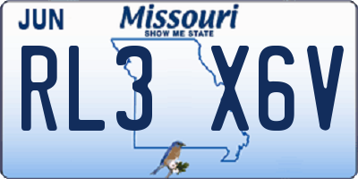 MO license plate RL3X6V
