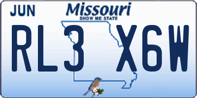 MO license plate RL3X6W
