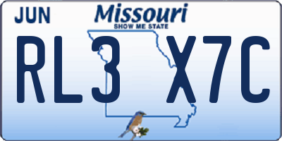 MO license plate RL3X7C