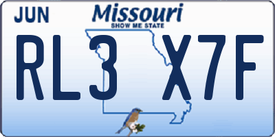 MO license plate RL3X7F