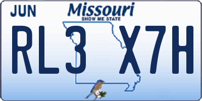 MO license plate RL3X7H