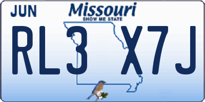 MO license plate RL3X7J