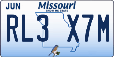 MO license plate RL3X7M
