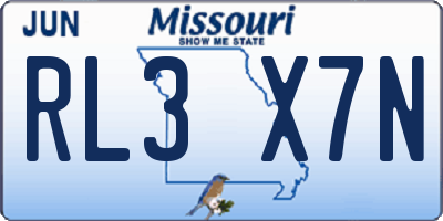 MO license plate RL3X7N