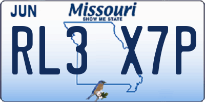MO license plate RL3X7P