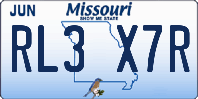 MO license plate RL3X7R
