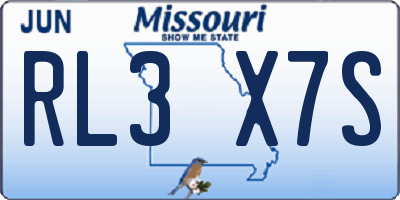 MO license plate RL3X7S