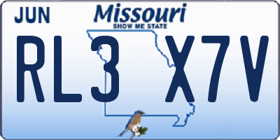 MO license plate RL3X7V