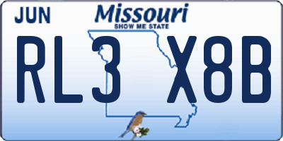 MO license plate RL3X8B