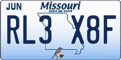 MO license plate RL3X8F