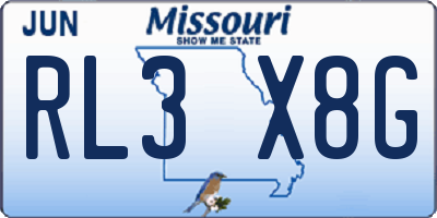 MO license plate RL3X8G