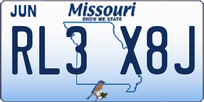 MO license plate RL3X8J