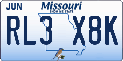 MO license plate RL3X8K
