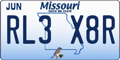 MO license plate RL3X8R