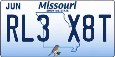 MO license plate RL3X8T