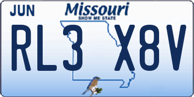MO license plate RL3X8V