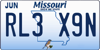 MO license plate RL3X9N