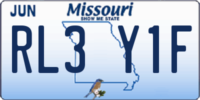 MO license plate RL3Y1F