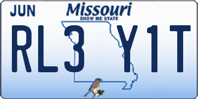MO license plate RL3Y1T