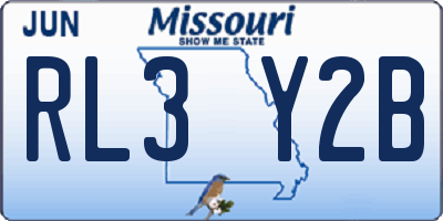 MO license plate RL3Y2B