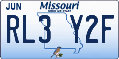 MO license plate RL3Y2F