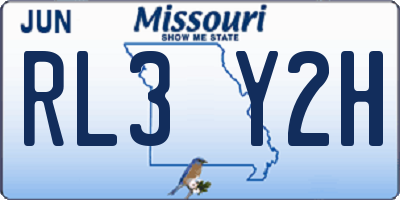 MO license plate RL3Y2H