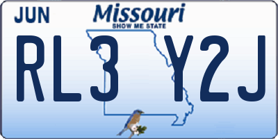MO license plate RL3Y2J