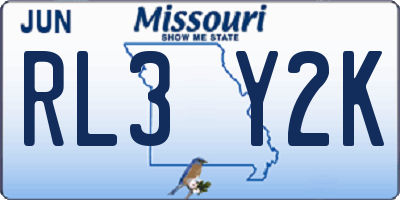 MO license plate RL3Y2K