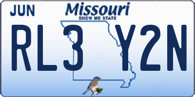 MO license plate RL3Y2N