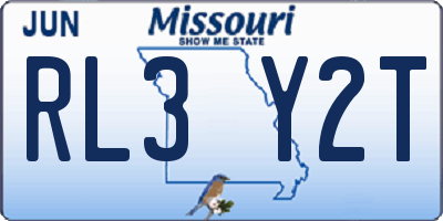 MO license plate RL3Y2T