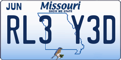 MO license plate RL3Y3D
