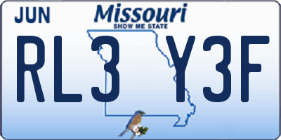 MO license plate RL3Y3F