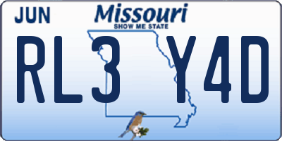 MO license plate RL3Y4D