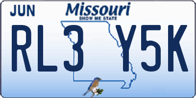 MO license plate RL3Y5K