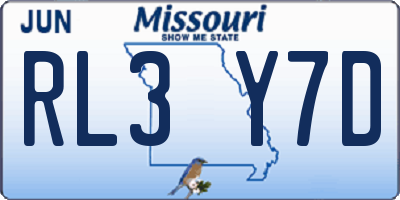 MO license plate RL3Y7D