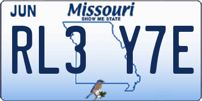 MO license plate RL3Y7E