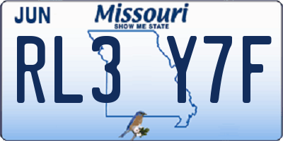 MO license plate RL3Y7F