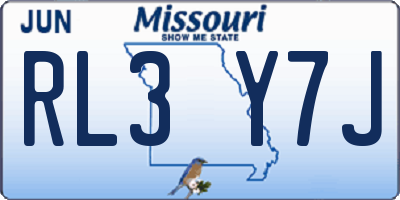 MO license plate RL3Y7J