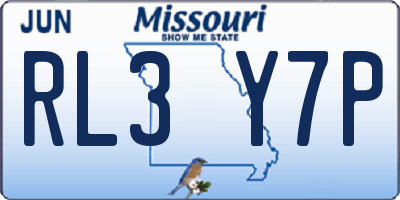 MO license plate RL3Y7P