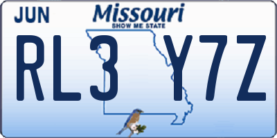 MO license plate RL3Y7Z