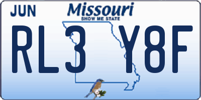 MO license plate RL3Y8F