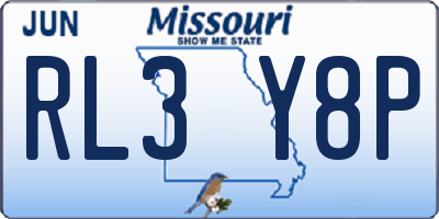 MO license plate RL3Y8P