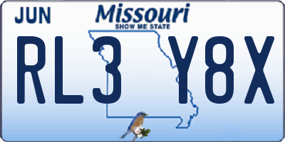 MO license plate RL3Y8X