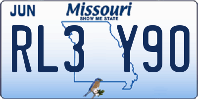 MO license plate RL3Y9O