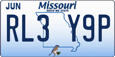 MO license plate RL3Y9P