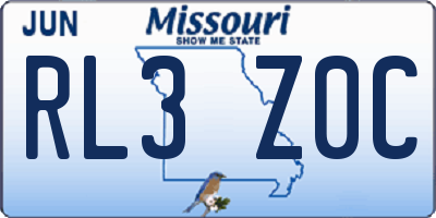 MO license plate RL3Z0C